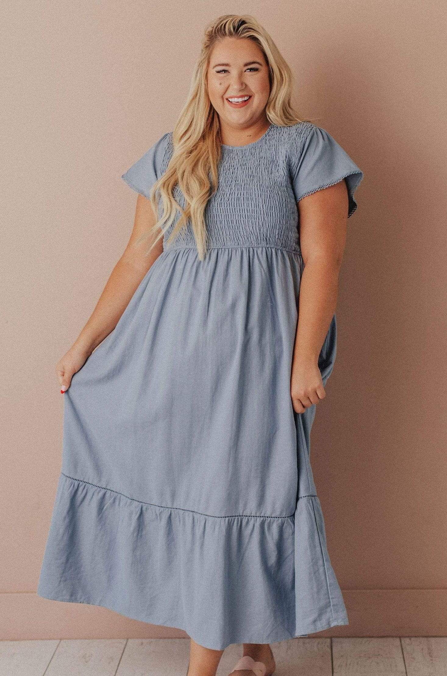 Stacie Smocked Bodice Maxi Dress Dusty ...